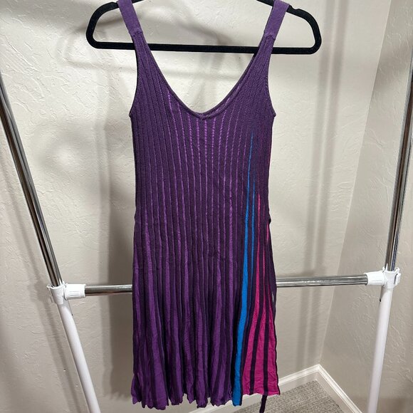 Ava Purple Pleated Knit Colorblock Tank Dress – Women’s - Picture 2 of 6
